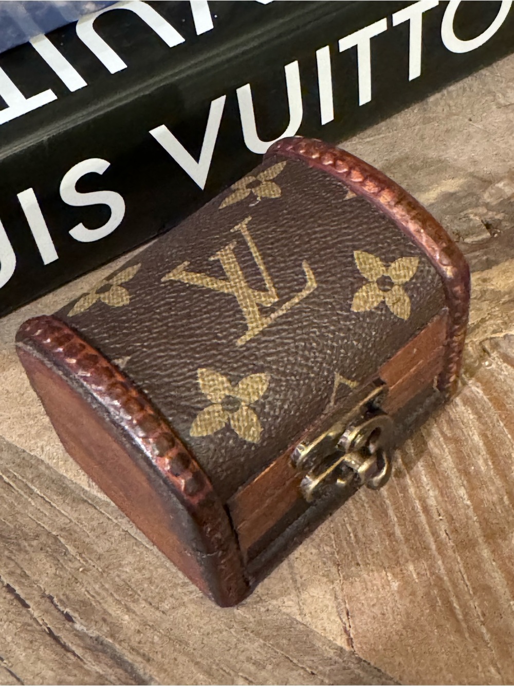 Upcycled LV Louis Vuitton monogram canvas w/ Mini Trunk Box Decor!